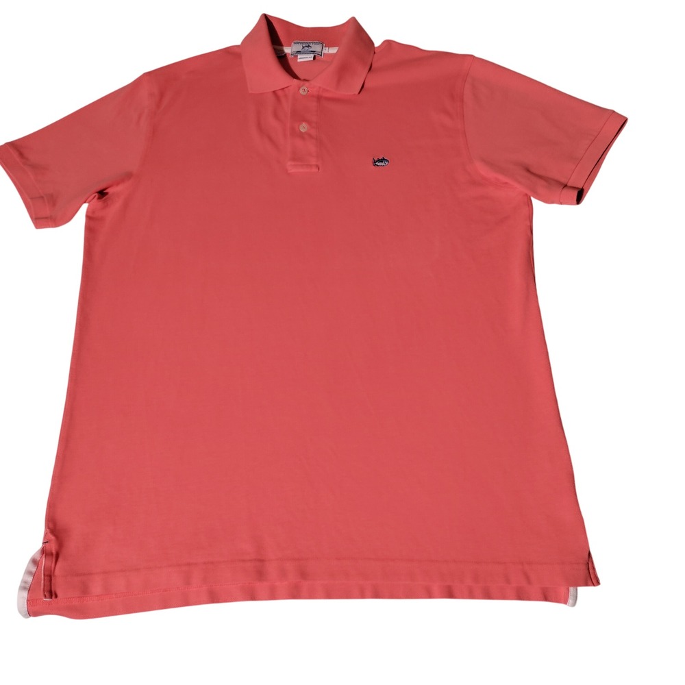 Southern Tide Sport Sz L Coral Pink Pima Ctn Original Fit Polo Shirt - Imperfect